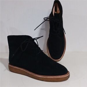 J. Crew Women Black Suede Lace Up Desert Leather Boots 8.5 BD338 like new